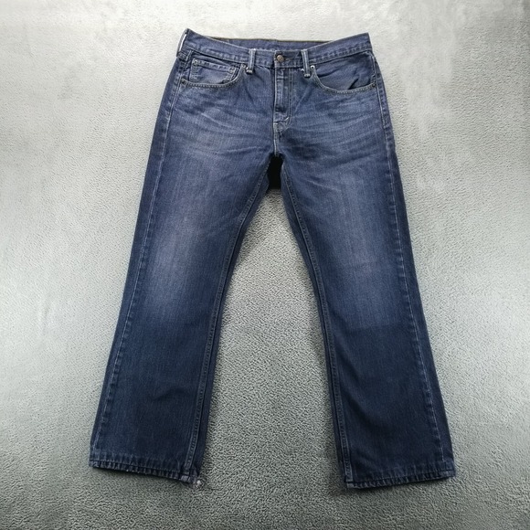 Levis 527 Jeans Mens 34x30 Blue Bootcut Low Rise Dark Wash Denim - Picture 1 of 11